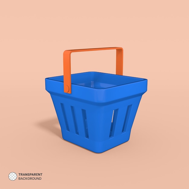 Ícone de cesta de compras isolado ilustração de renderização 3d