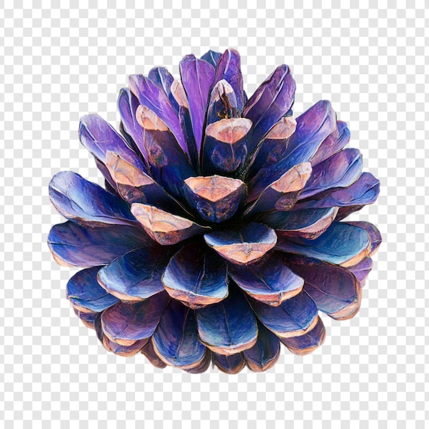 Cone de pinheiro roxo vibrante em close-up