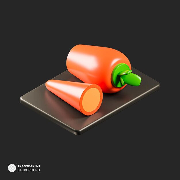 Ícone de renderização 3d de cenoura isométrica