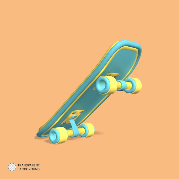 Ícone de skate isolado renderização 3d ilustração