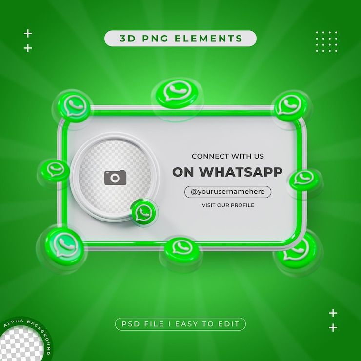 PSD grátis conecte-se connosco no perfil do whatsapp mídia social renderização 3d isolada para composição