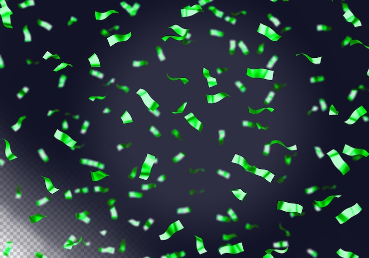 PSD grátis confeti verde para decorações isolado renderização 3d