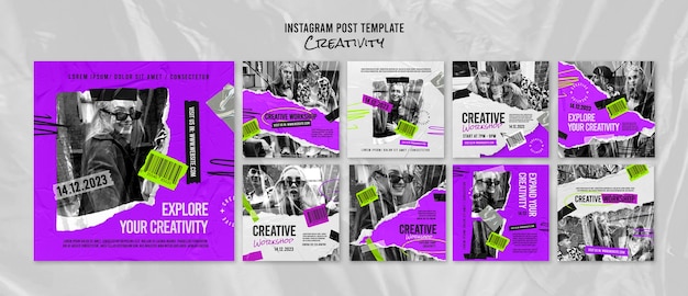 PSD grátis configuração de modelos de postagens de instagram de criatividade