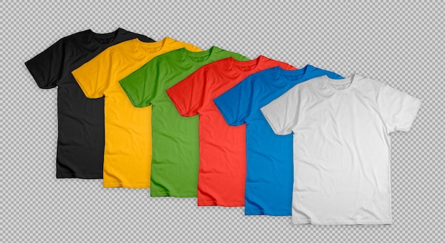 PSD grátis conjunto de camisetas coloridas isoladas