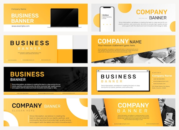 PSD grátis conjunto de modelo editável de banner da empresa para site de negócios