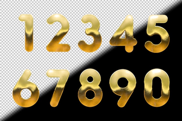 Conjunto de números dourados Psd grátis