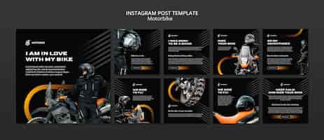 PSD grátis conjunto de postagem de instagram de negócios de moto realista