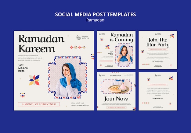 PSD grátis conjunto de postagens do instagram de celebração do ramadã