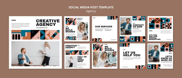 Conjunto de postagens do Instagram de design suíço