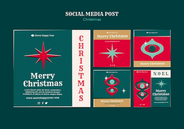 PSD grátis conjunto de postagens do instagram de feliz natal