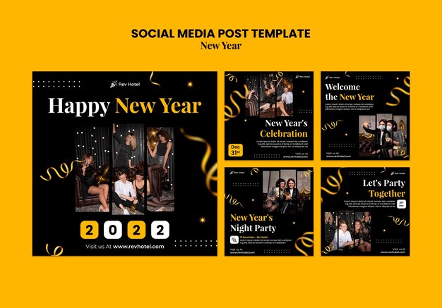 Conjunto de postagens festivas de véspera de ano novo