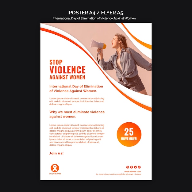 PSD grátis conscientização da violência contra as mulheres panfleto a5