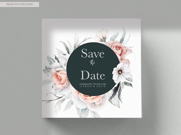 PSD grátis convite de casamento elegante com um lindo arranjo de flores