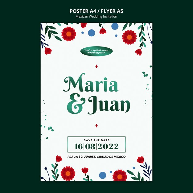 convite de casamento mexicano floral