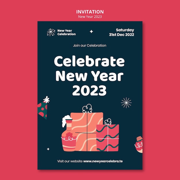 Convite de celebração do ano novo 2023