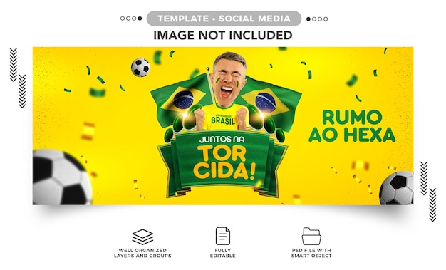 PSD grátis copa do mundo de banner de mídia social torcendo por hexa