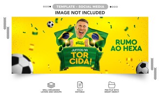 Copa do mundo de banner de mídia social torcendo por hexa