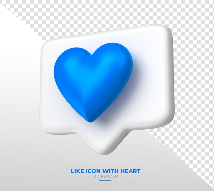PSD grátis coração azul em emblema quadrado branco para novembro campanha azul em renderização 3d com fundo transparente