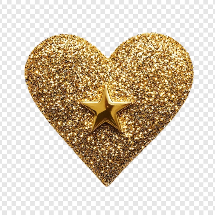 PSD grátis coração dourado brilhante com estrela um símbolo de amor e realização