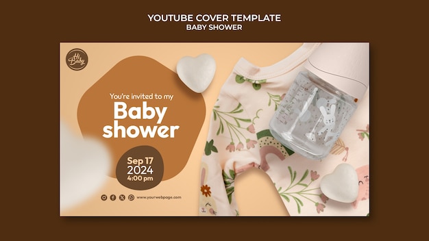 PSD grátis cover do youtube da celebração do banho do bebé