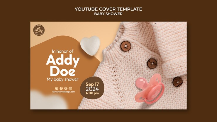PSD grátis cover do youtube da celebração do banho do bebé