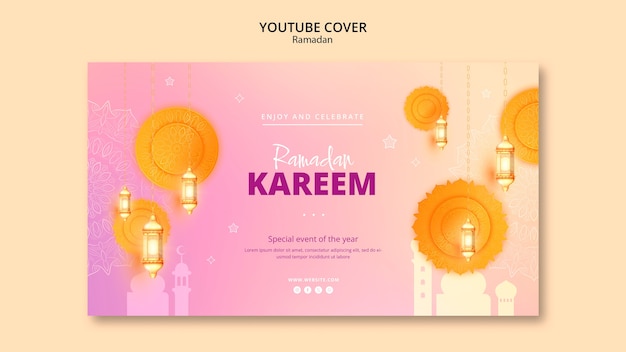 PSD grátis cover do youtube da celebração do ramadão