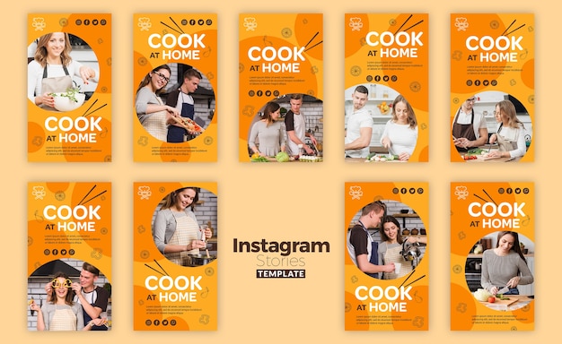 PSD grátis cozinhar em casa instagram stories template