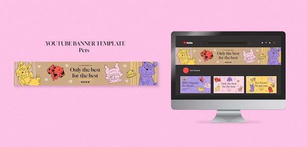 Cuidando do banner do youtube de animais de estimação
