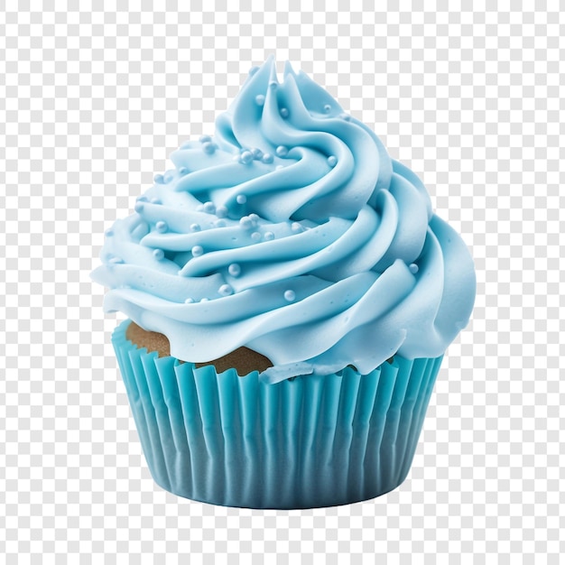 PSD grátis cupcake de fantasia com glacê azul isolado em fundo transparente