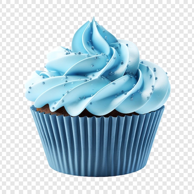 PSD grátis cupcake de fantasia com glacê azul isolado em fundo transparente