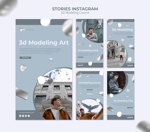 PSD grátis curso de modelagem 3d instagram stories