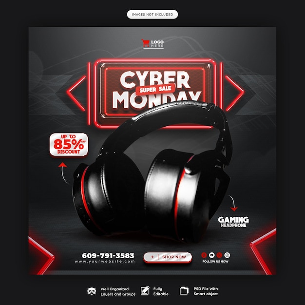 PSD grátis cyber monday super sale banner de mídia social ou modelo de postagem