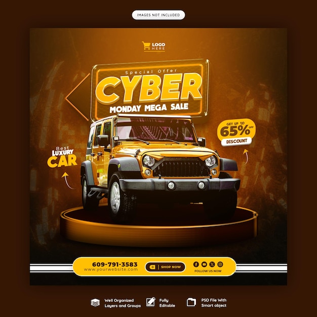 PSD grátis cyber monday super sale banner de mídia social ou modelo de postagem