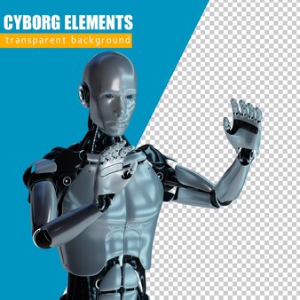 Cyborg bonito elegante. homem futurista. renderização 3d do robô