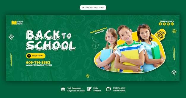 De volta às aulas modelo de banner de capa do Facebook