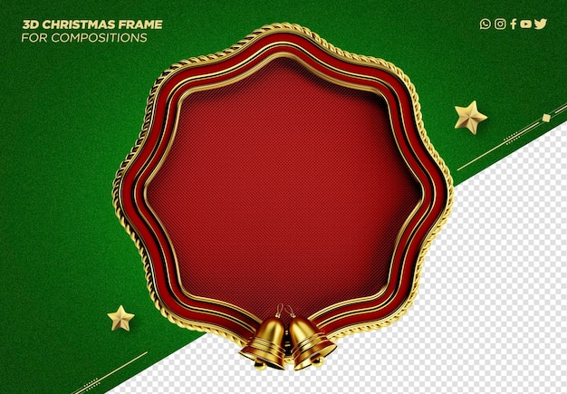 PSD grátis decoração de natal de moldura 3d para composições