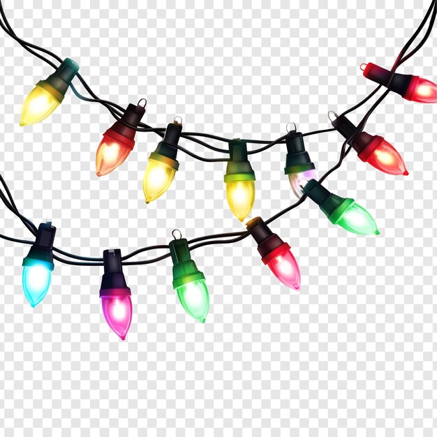 Decorações de férias com luzes de cordas coloridas com lâmpadas brilhantes