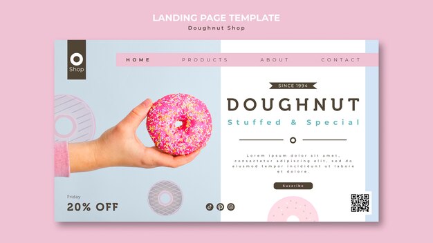 Deliciosa página de destino da loja de donuts