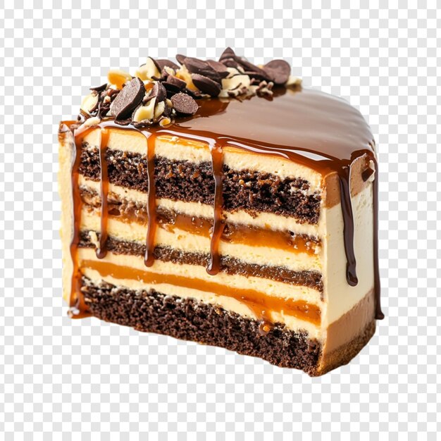 Delicioso bolo de caramelo com camadas de chocolate e caramelo