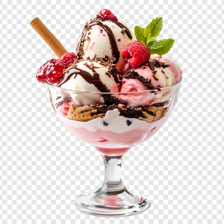 PSD grátis delicioso sorvete de framboesa e chocolate