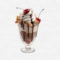 PSD grátis delicioso sundae de chocolate isolado em fundo transparente