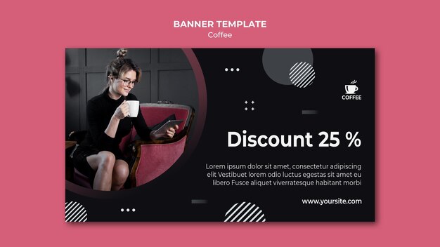 Desconto para o modelo de banner de café