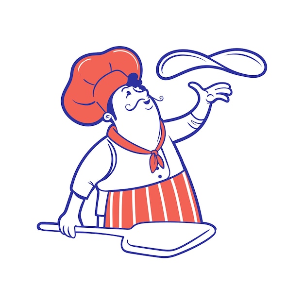 Desenho de logotipo de pizzaria vintage.