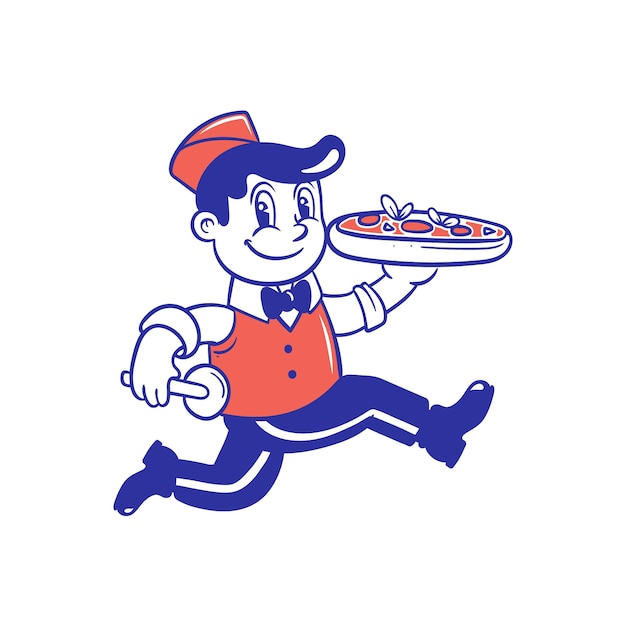 Desenho de logotipo de pizzaria vintage.