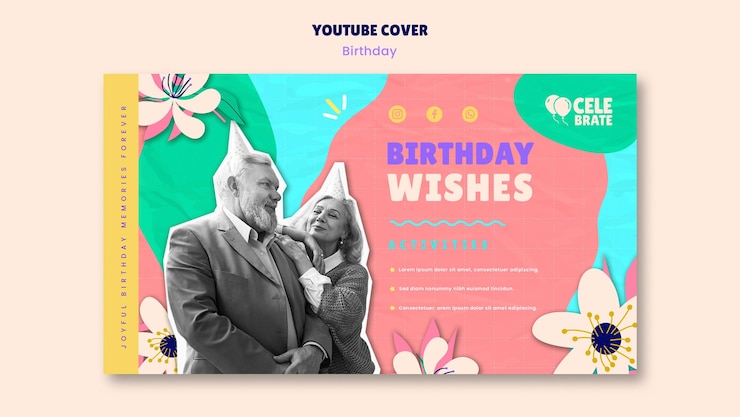 PSD grátis desenho de modelo de aniversário