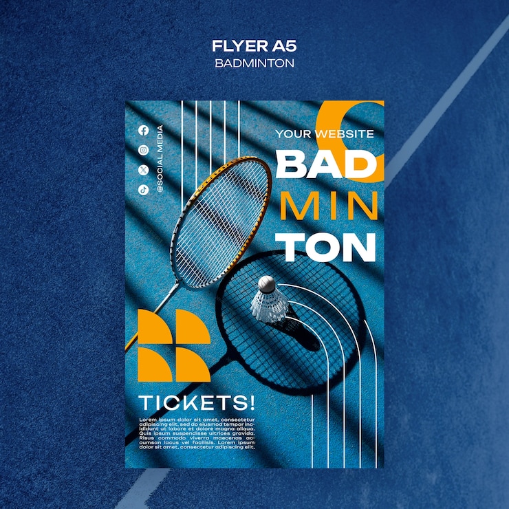 PSD grátis desenho de modelo de badminton