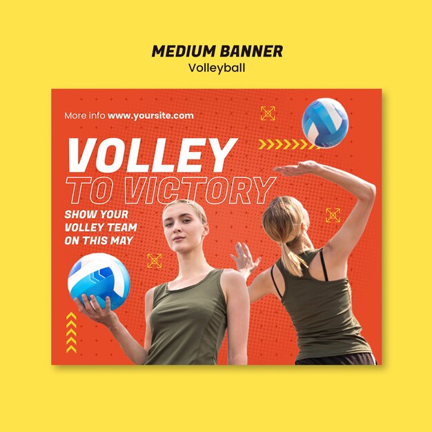 Desenho de modelo de bandeira de voleibol médio