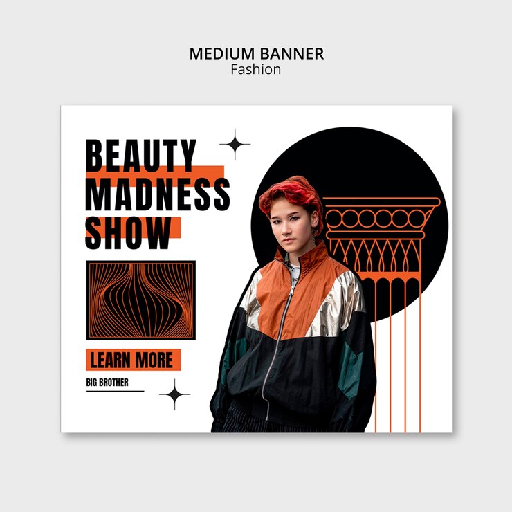PSD grátis desenho de modelo de banner de moda médio