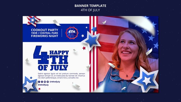 Desenho de modelo de banner do 4 de julho
