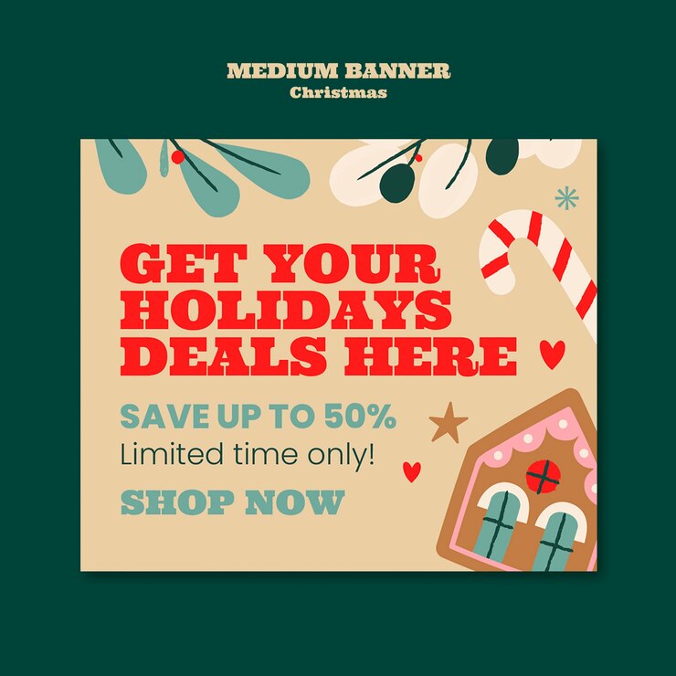 PSD grátis desenho de modelo de banner médio de natal